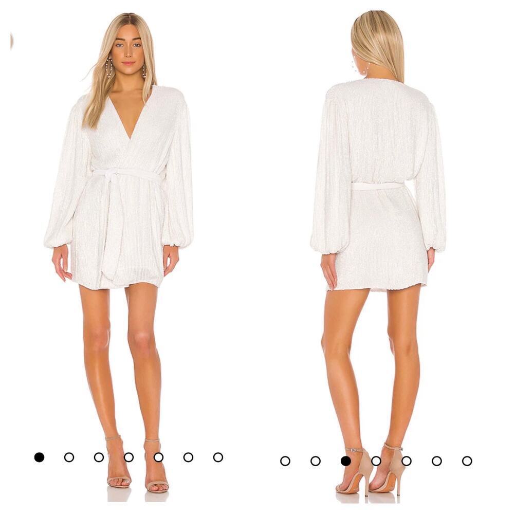 Retrofete Embellished Sequins Gabrielle Wrap Dress White Women's Size S Nwt